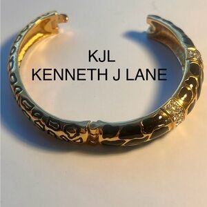 Kenneth J Lane Vintage Gold and Black Cuff Bracelet (go and black enamel)